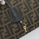 FENDI Zucca Canvas Vanity Pouch Brown Black gold Auth 112925-18
