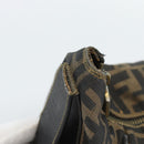 FENDI Zucca Canvas Vanity Pouch Brown Black gold Auth 112925-9