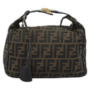 FENDI Zucca Canvas Vanity Pouch Brown Black gold Auth 112925-13