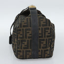 FENDI Zucca Canvas Vanity Pouch Brown Black gold Auth 112925-4
