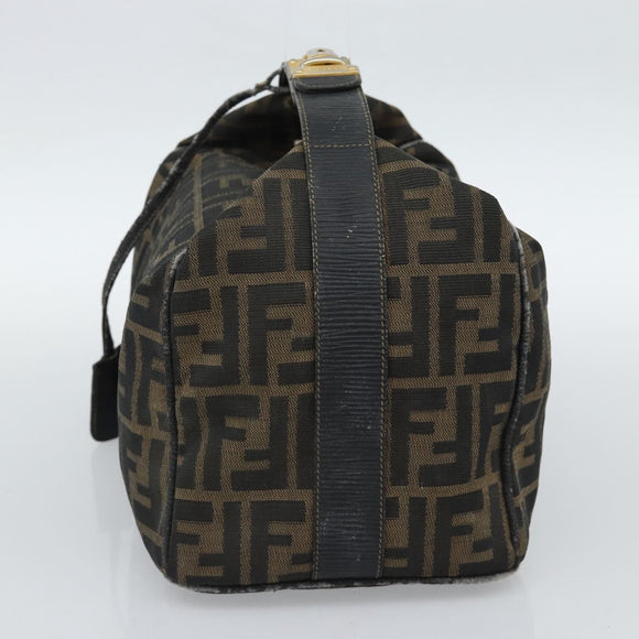 FENDI Zucca Canvas Vanity Pouch Brown Black gold Auth 112925