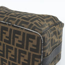 FENDI Zucca Canvas Vanity Pouch Brown Black gold Auth 112925-5