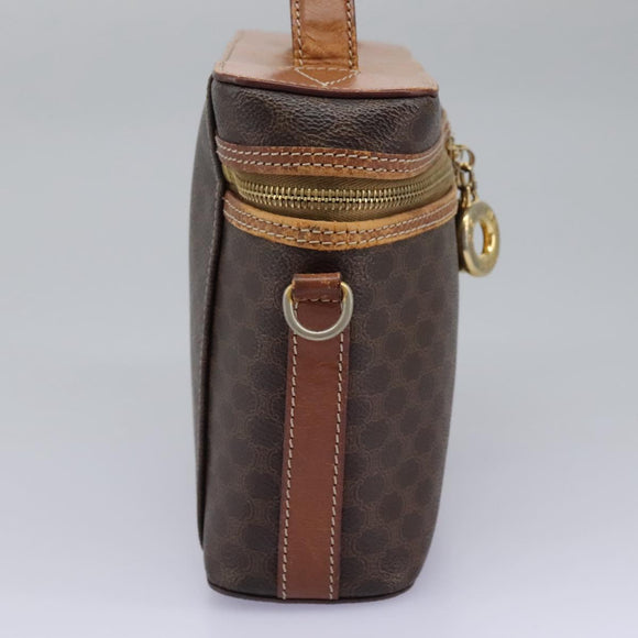 CELINE Macadam Canvas Vanity Hand Bag PVC Leather 2way Brown Auth 112929