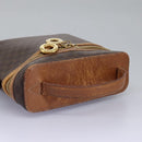 CELINE Macadam Canvas Vanity Hand Bag PVC Leather 2way Brown Auth 112929-6