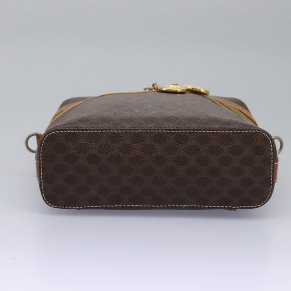 CELINE Macadam Canvas Vanity Hand Bag PVC Leather 2way Brown Auth 112929