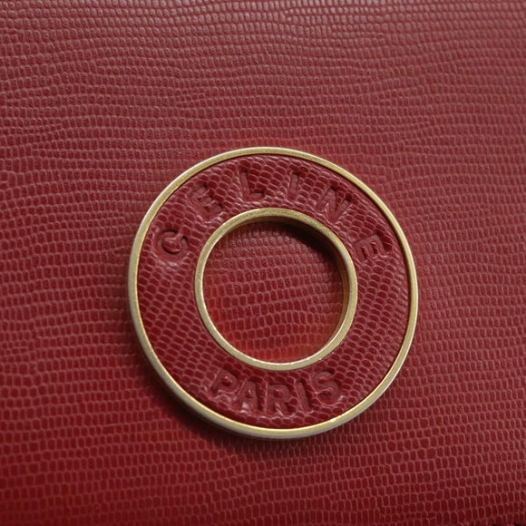 CELINE Shoulder Bag Leather Red Auth 112931