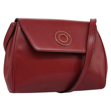 CELINE Shoulder Bag Leather Red Auth 112931