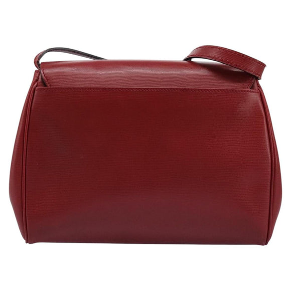 CELINE Shoulder Bag Leather Red Auth 112931
