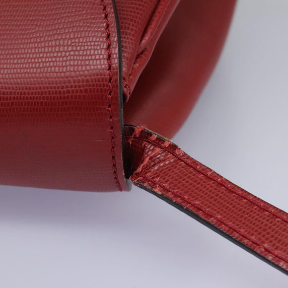 CELINE Shoulder Bag Leather Red Auth 112931