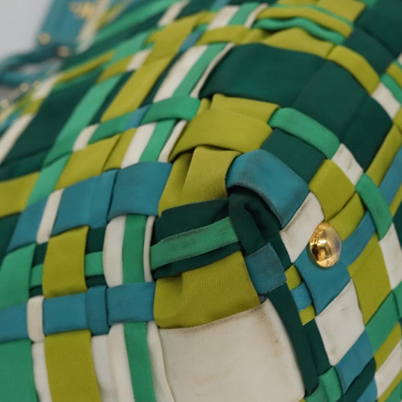 PRADA Hand Bag Nylon Green Auth 112942