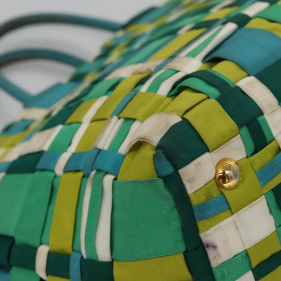 PRADA Hand Bag Nylon Green Auth 112942