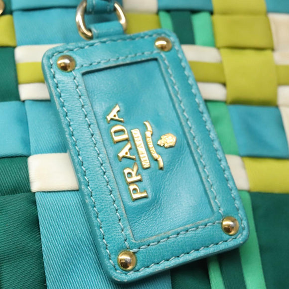 PRADA Hand Bag Nylon Green Auth 112942