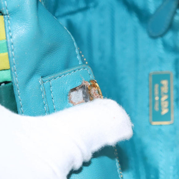 PRADA Hand Bag Nylon Green Auth 112942