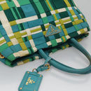 PRADA Hand Bag Nylon Green Auth 112942-8