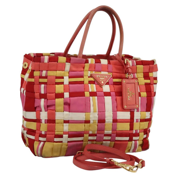 PRADA Hand Bag Nylon 2way Red Auth 112943