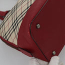 BURBERRY Nova Check Hand Bag Canvas Beige Auth 112951-15