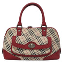 BURBERRY Nova Check Hand Bag Canvas Beige Auth 112951-13
