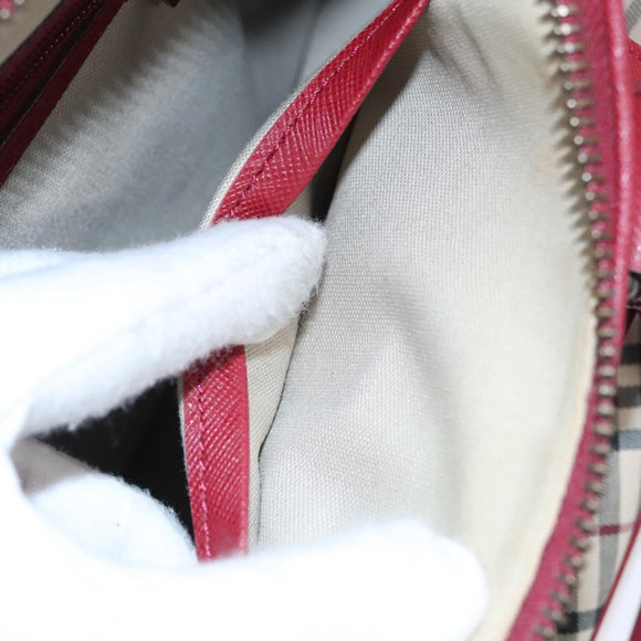 BURBERRY Nova Check Hand Bag Canvas Beige Auth 112951