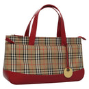 BURBERRY Nova Check Hand Bag Canvas Beige Auth 112952-1