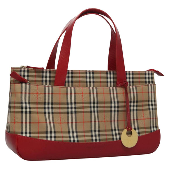 BURBERRY Nova Check Hand Bag Canvas Beige Auth 112952