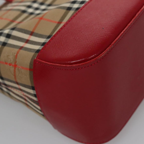 BURBERRY Nova Check Hand Bag Canvas Beige Auth 112952