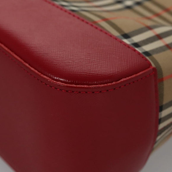 BURBERRY Nova Check Hand Bag Canvas Beige Auth 112952