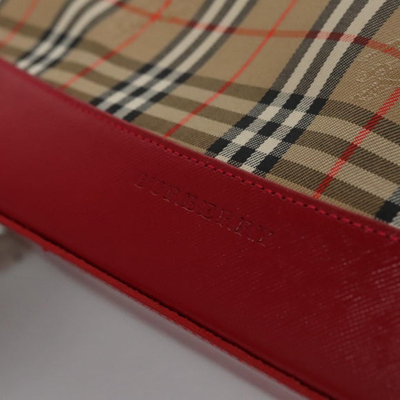 BURBERRY Nova Check Hand Bag Canvas Beige Auth 112952
