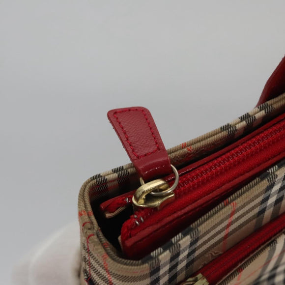BURBERRY Nova Check Hand Bag Canvas Beige Auth 112952