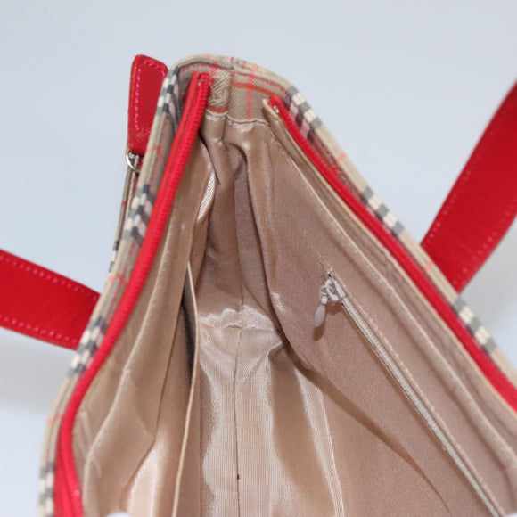 BURBERRY Nova Check Hand Bag Canvas Beige Auth 112952