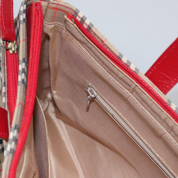 BURBERRY Nova Check Hand Bag Canvas Beige Auth 112952