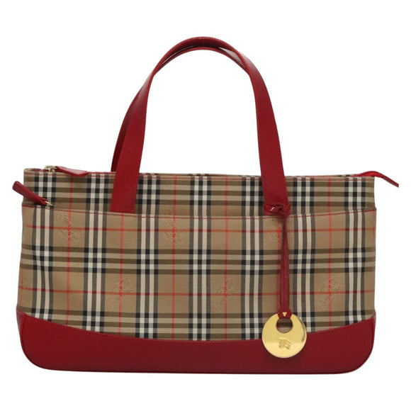 BURBERRY Nova Check Hand Bag Canvas Beige Auth 112952