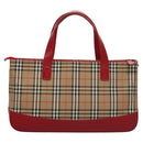 BURBERRY Nova Check Hand Bag Canvas Beige Auth 112952-2
