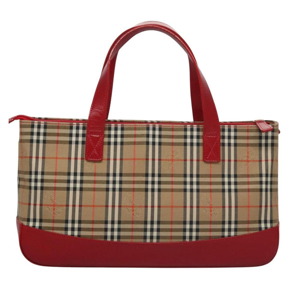 BURBERRY Nova Check Hand Bag Canvas Beige Auth 112952