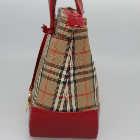 BURBERRY Nova Check Hand Bag Canvas Beige Auth 112952