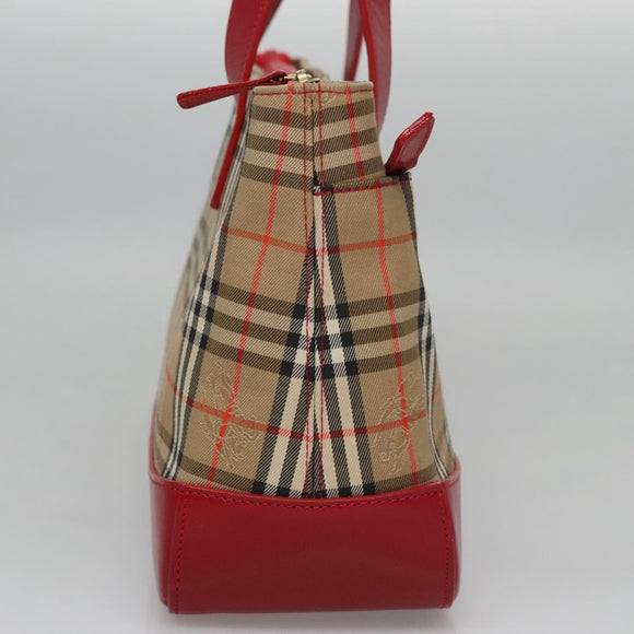 BURBERRY Nova Check Hand Bag Canvas Beige Auth 112952