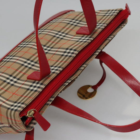 BURBERRY Nova Check Hand Bag Canvas Beige Auth 112952
