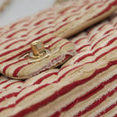 CHANEL Matelasse 25 Border Double Flap Chain Hand Cotton Red CC Auth 112984A-9