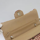 CHANEL Matelasse 25 Border Double Flap Chain Hand Cotton Red CC Auth 112984A-21