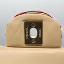 CHANEL Matelasse 25 Border Double Flap Chain Hand Cotton Red CC Auth 112984A-23