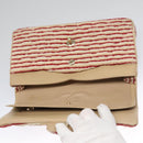 CHANEL Matelasse 25 Border Double Flap Chain Hand Cotton Red CC Auth 112984A-24