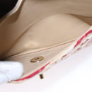 CHANEL Matelasse 25 Border Double Flap Chain Hand Cotton Red CC Auth 112984A-29