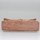 CHANEL Matelasse 25 Border Double Flap Chain Hand Cotton Red CC Auth 112984A-5