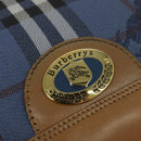Burberrys Nova Check Shoulder Bag PVC Leather Blue Auth 112994-9