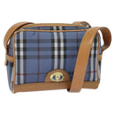 Burberrys Nova Check Shoulder Bag PVC Leather Blue Auth 112994-1