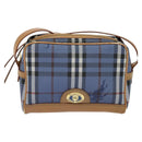 Burberrys Nova Check Shoulder Bag PVC Leather Blue Auth 112994-13