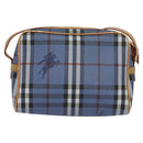 Burberrys Nova Check Shoulder Bag PVC Leather Blue Auth 112994-2