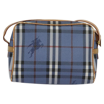 Burberrys Nova Check Shoulder Bag PVC Leather Blue Auth 112994 - 0