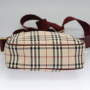 BURBERRY Nova Check Shoulder Bag Canvas Beige Red Auth 112999-10