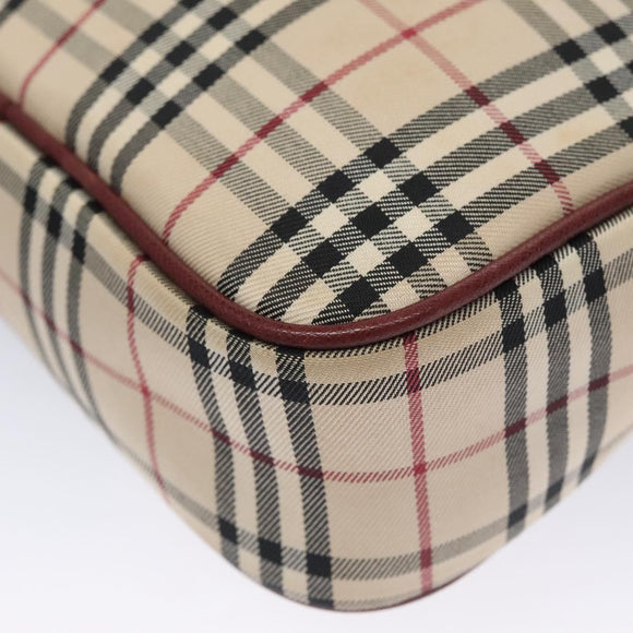 BURBERRY Nova Check Shoulder Bag Canvas Beige Red Auth 112999