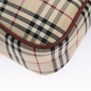 BURBERRY Nova Check Shoulder Bag Canvas Beige Red Auth 112999-16